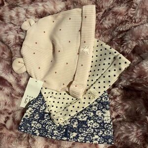 GAP Kids Pink, White, and Blue Beanie Set